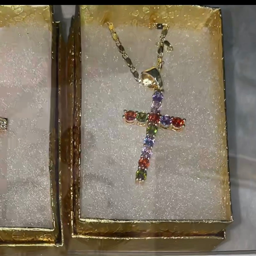 Colorful cross necklace