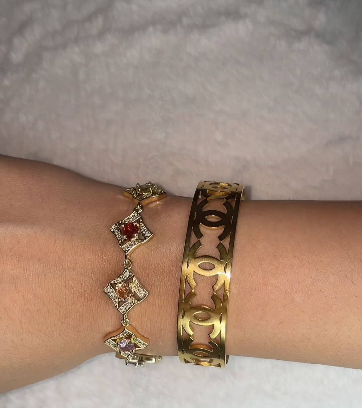Colorful squared diamond bracelet