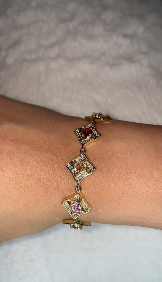 Colorful squared diamond bracelet