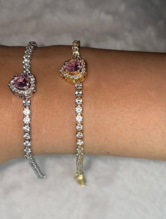 pink diamond white gold Tennis Bracelet